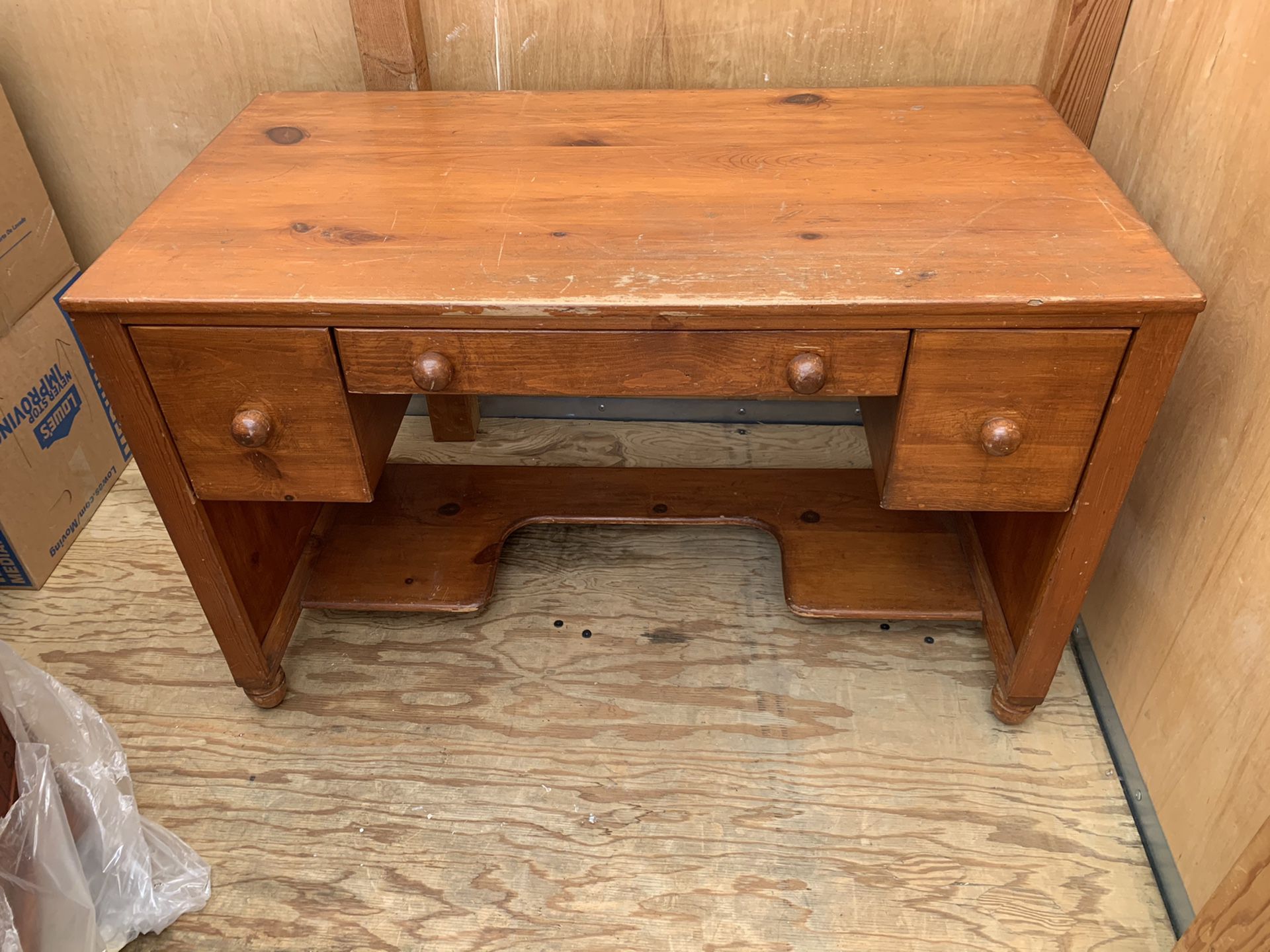 Large solid wood desk with drawers