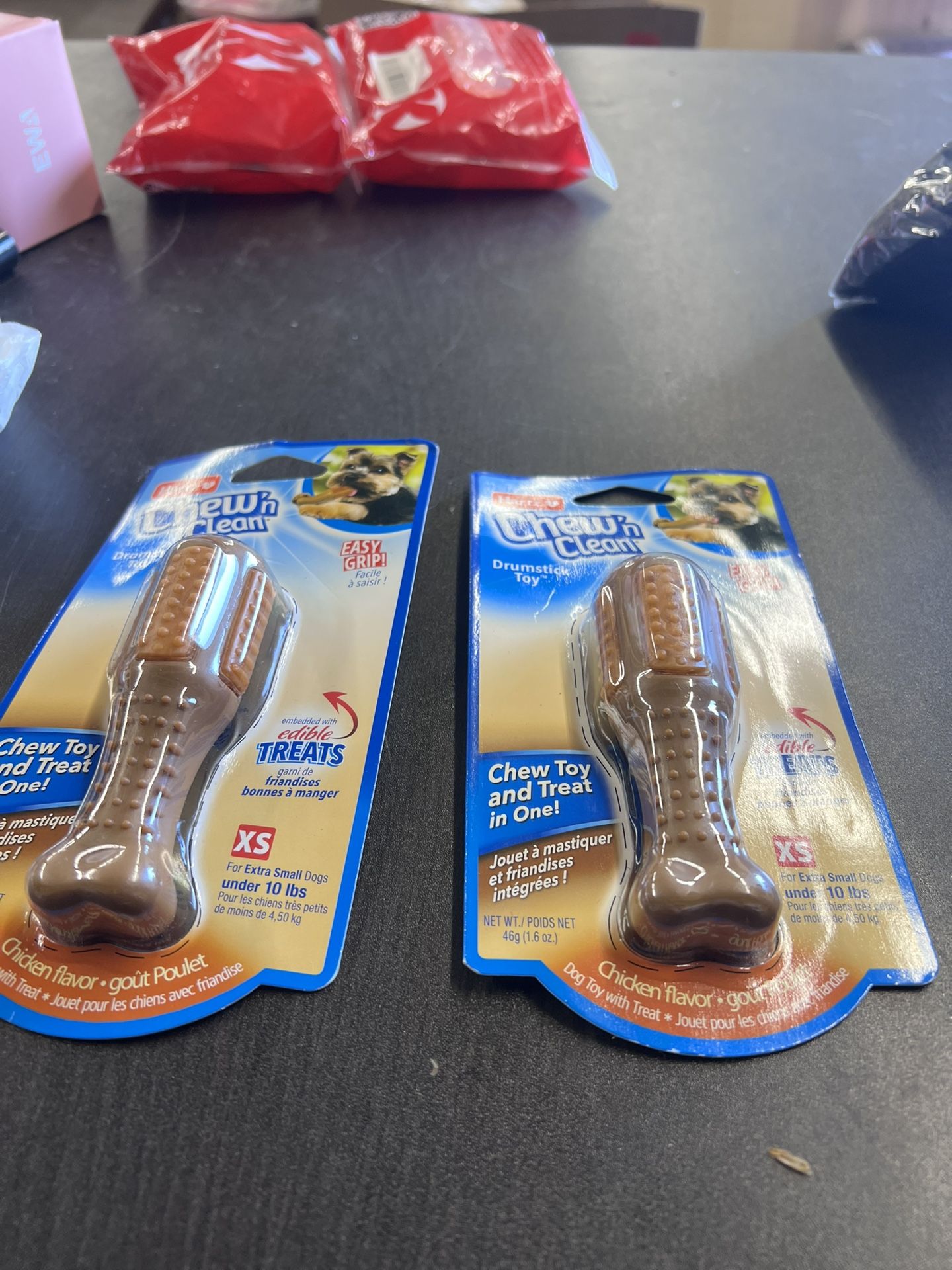 Hartz Chew 'n Clean Chew Toy and Treat in One Chicken Flavored Drumstick Dog Toy, Extra Small