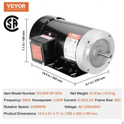 VEVOR 2.0HP General Purpose AC Motor 56C Frame