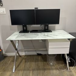 Modern Glass Top Office Desk 