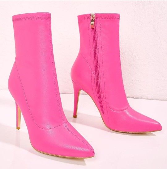 Hot Pink Ankle Boots Size 10.5