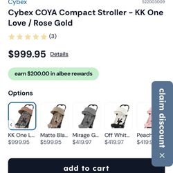 Like New Cybex Coya Travel Stroller – No Scratches