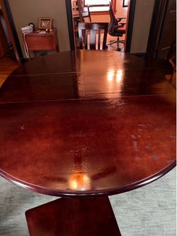 Solid Wood Round Dining Table + 6 Chairs – Moving Sale