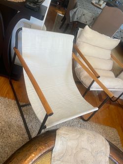 2 -MCM sling chairs- new cond-w/cushions