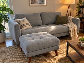Modern Gray Sofa + Matching Ottoman – Delivery Available