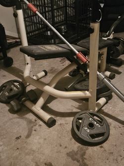 Olympic weight bench weight set pickup in katy