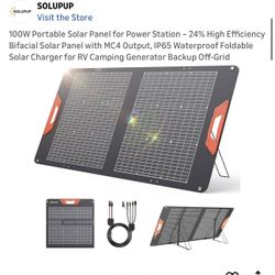 100W Portable Solar Panel for Power Station – 24% High Efficiency Bifacial Solar Panel with MC4 Output, IP65 Waterproof Foldable Solar Charger for RV 