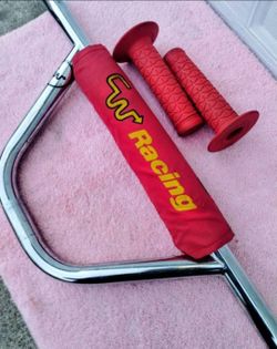 Vintage BMX/Cruiser CW Handlebars, CW Handlebars Pad and AME Grips