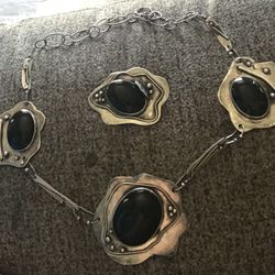 Silver Necklace & Brooch Set