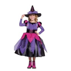 MEMBERS MARK girls witch Halloween costume dress with hat size medium 8-10