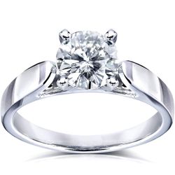 Kobelli Round Moissanite Solitaire Engagement Ring 1 CTW 14k White Gold