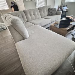 Callahan Beige Linen Fabric 105" 2 Piece L- Shaped Sectional With Left Arm Facing Chaise