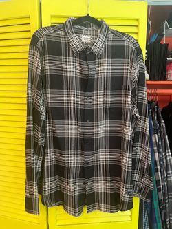 Scotch and Shoda, beige and black plaid button-down size extra large