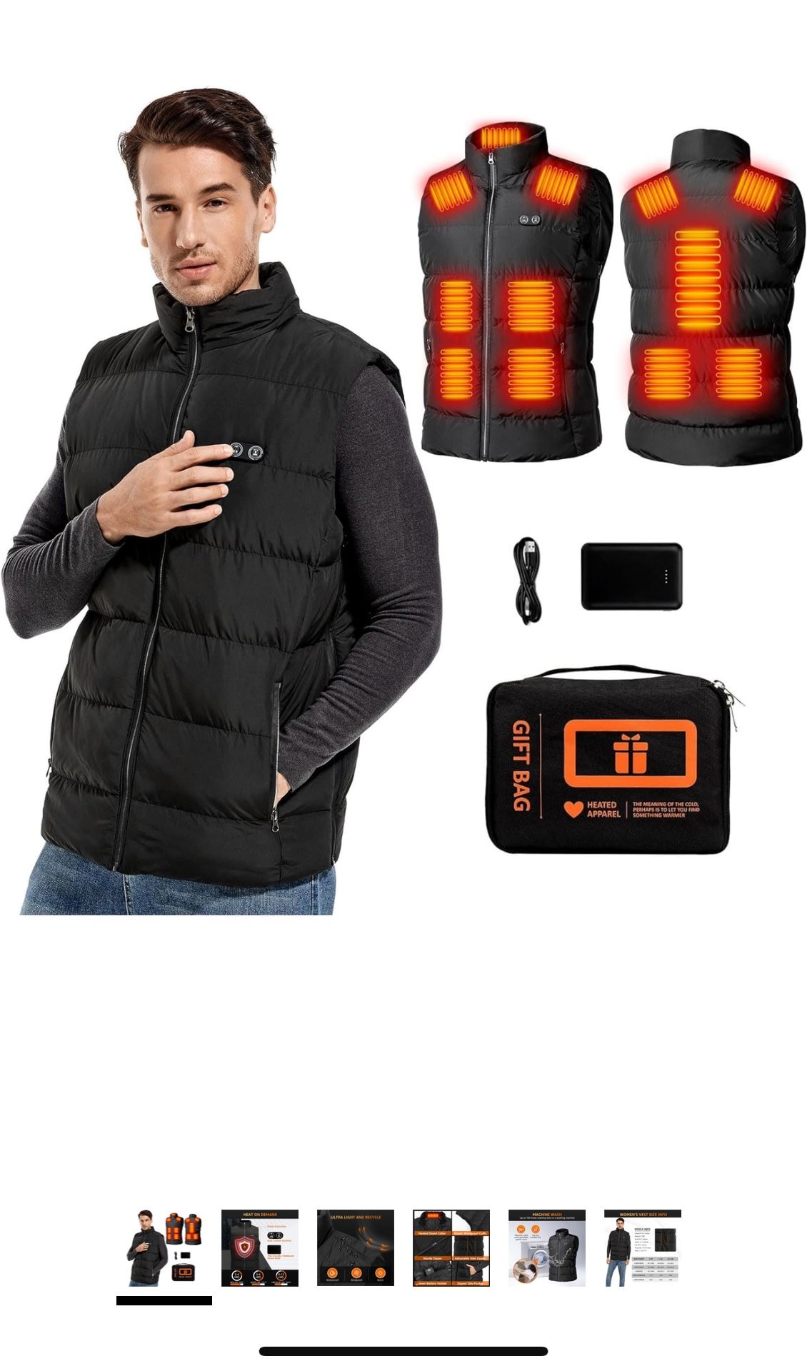 TOPVETSAMC Heated Vest, Heated Vest For Men With 16000Mah Battery Pack Included, Mens Warming Heating Vest Jacket Sports