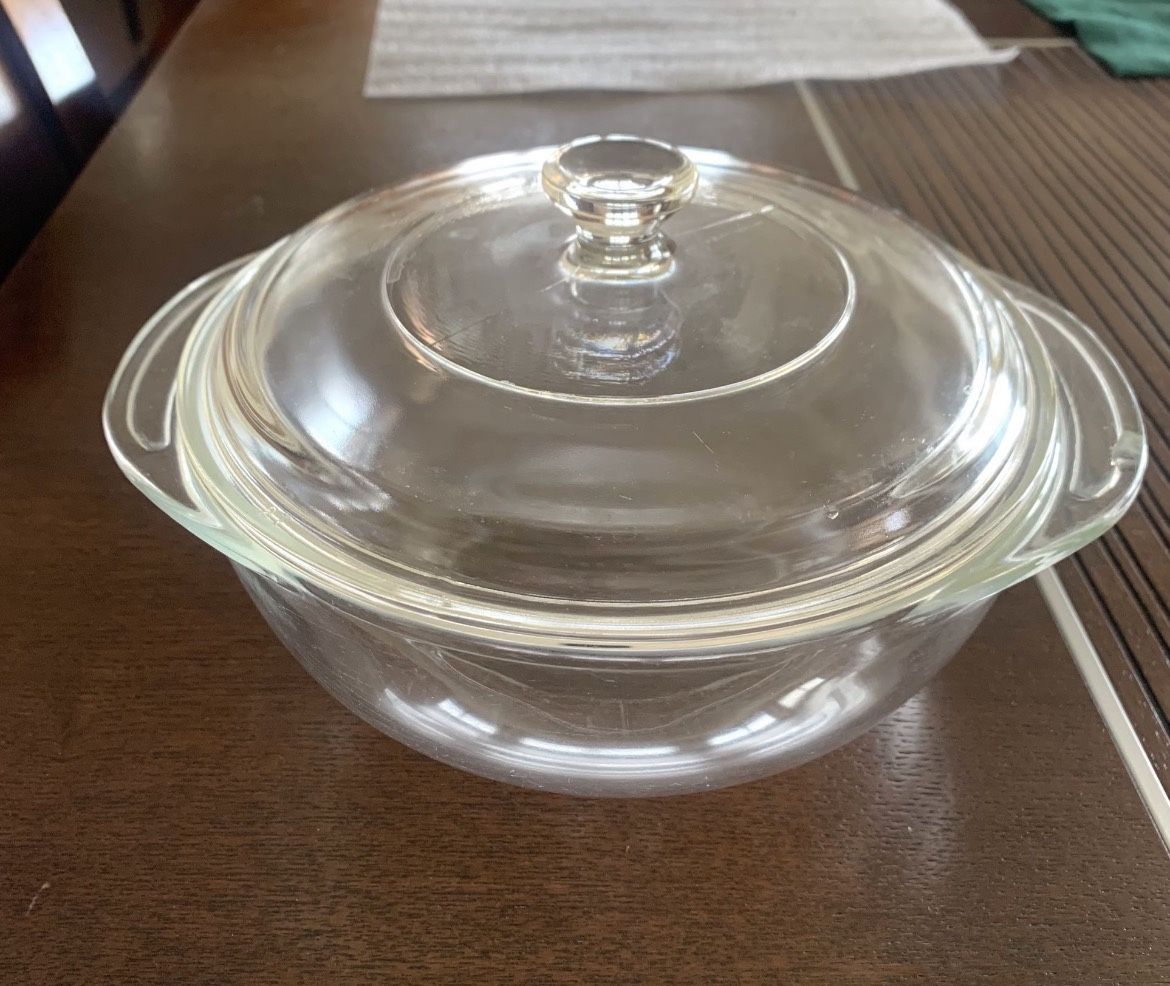 Vintage Pyrex 022 1QT Clear Glass Bowl with Lid R83C Bakeware