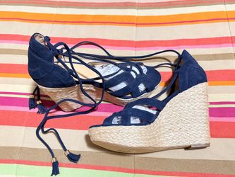 Michael Kors suede leather wedges navy blue