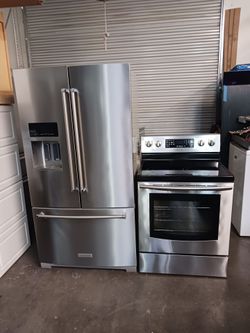 Refrigerator kitchenaid French door- stove Electric and microwave in stainless steel Combo Delevery