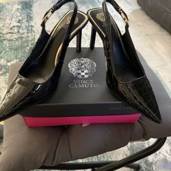 Vince Camuto Glossy Black Slingback Heels