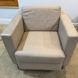 Modern Beige Faux Leather Accent Chairs – Set of 2