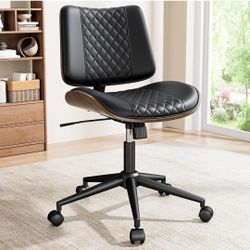 BRAND NEW 
Home Armless Office Chair with Wheels, Modern Walnut Armless Desk Chair, Adjustable Swivel Rolling Task Chair with Curved Back for Small Sp