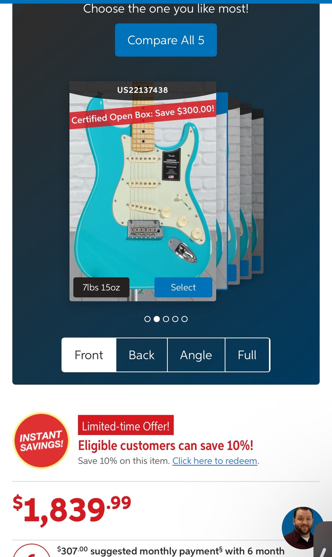 Fender American Professional II Stratocaster - Miami Blue with Maple Fingerboard