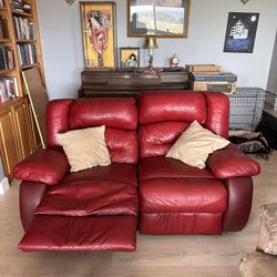 Red leather Loveseat