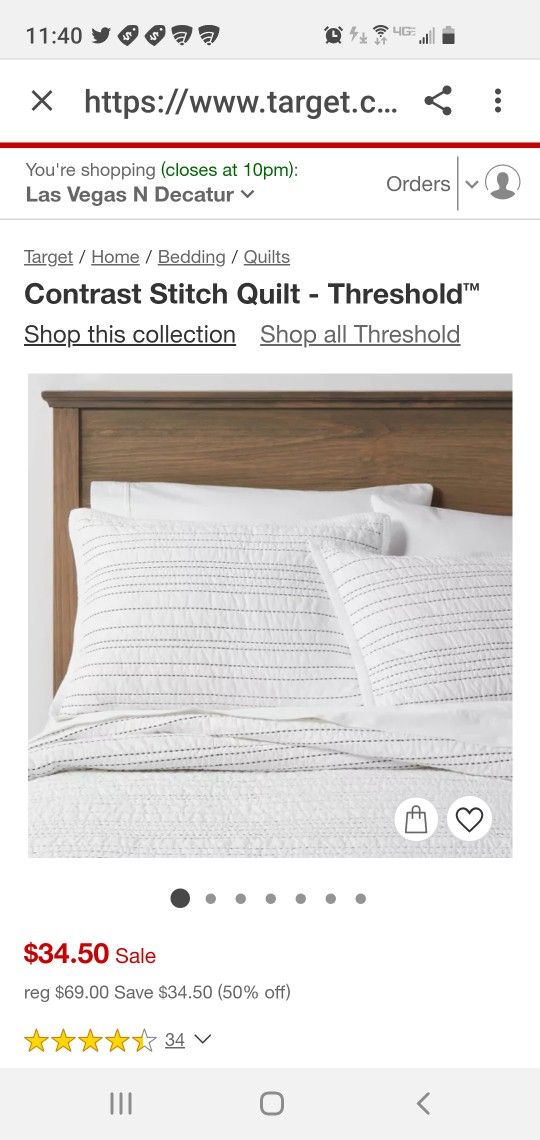 New Threshold Contrast Stitch Quilt King Navy/White
