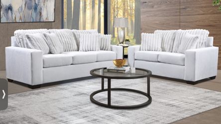 Newsprint Gray Sofa And Loveseat! 