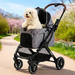 Dog Pet Stroller Small - Medium All Terrain Folding w Canopy Gray NEW