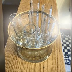 Shot Glass Chiller Set, Ice Bucket With 6 Shot Glasses