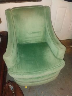 Vintage Green Velvet Upholstered Armchair