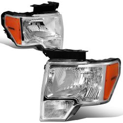 09-14 Ford F-150 Headlights OEM Style Chrome Amber Luces Estilo Original Cromadas