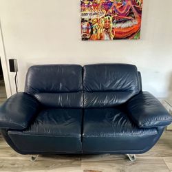 Italian Genuine Leather Sofa/Love Seat - Blue