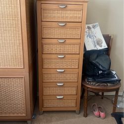 Solid Wood And Bamboo Tall Chest