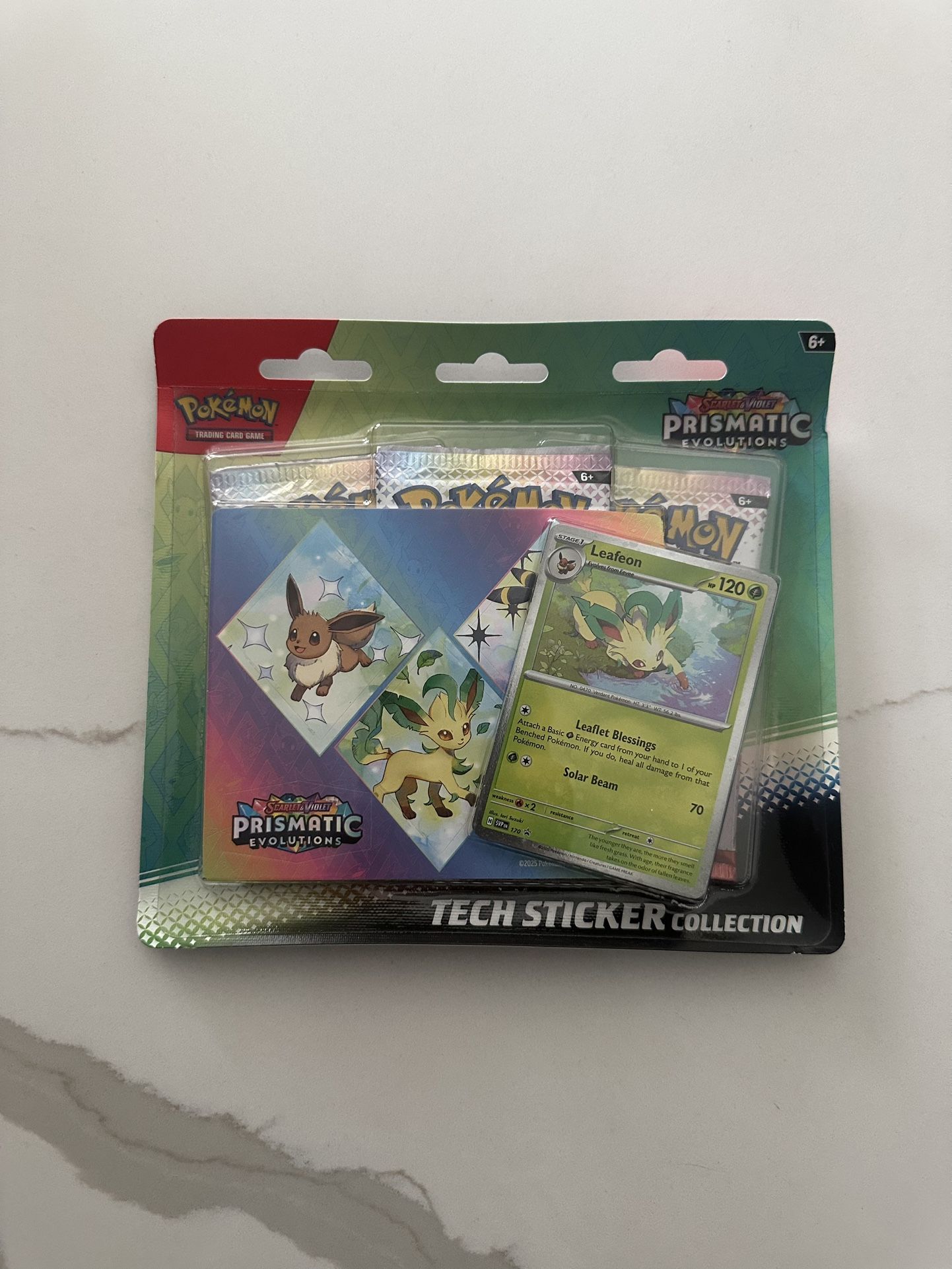 pokemon tcg prismatic evolution leafeon tech sticker collection sealed