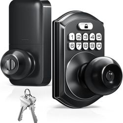 TEEHO TE003 Keyless Entry Keypad Door Lock with Handle, Electronic Digital Smart Locks for Front Door, Smart Door Knob with Code for Bedroom with Inte