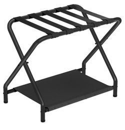 Folding Luggage Rack with Bottom Shelf