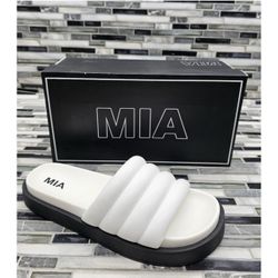 MIA Annaleese White Nappa Women's Slide Sandals