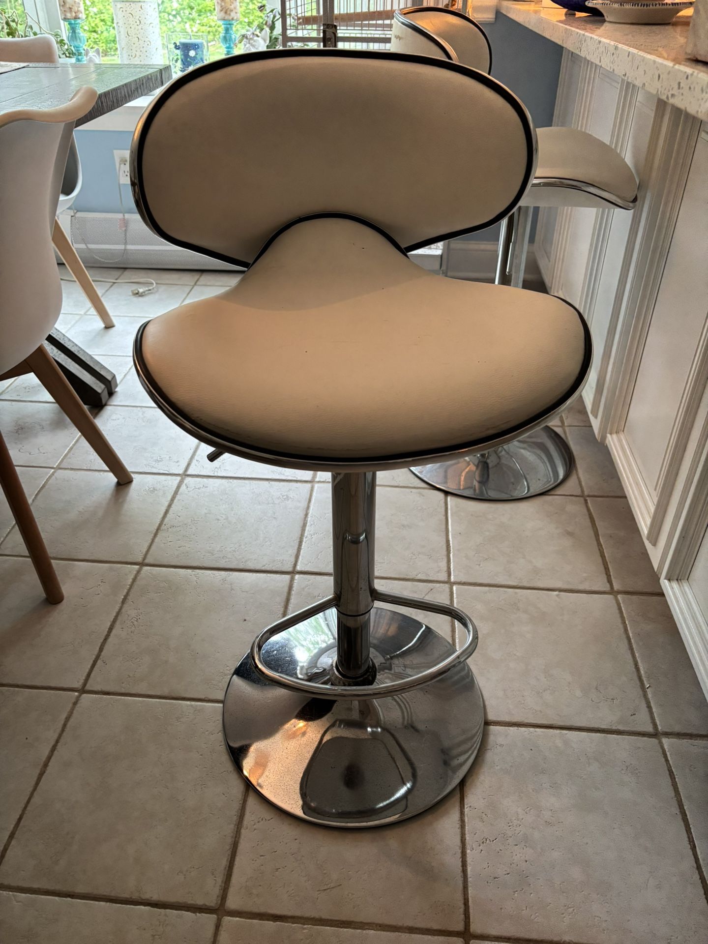 2 White Adjustable Bar Stools