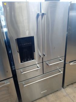 KitchenAid stainless steel five-door french door refrigerator (missing door shelves) - Free delivery