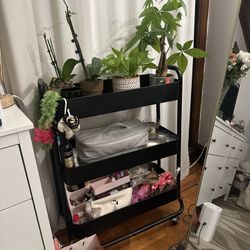 Black Rolling Utility Storage Cart 