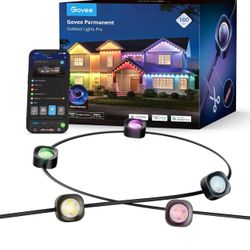 Govee Permanent Outdoor Lights Pro, 100ft with 60 RGBIC LED Lights for Daily and Accent Lighting, 75 Scene Modes for Outdoor Decor, IP67 Waterproof, W