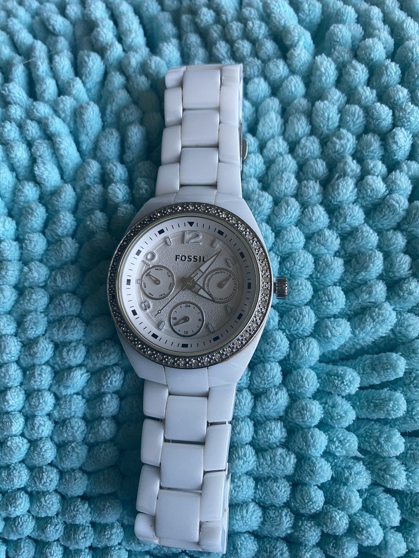 Fossil white ceramic crystal Stella watch
