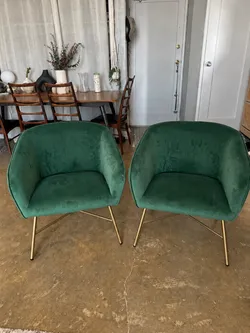 Green velvet chairs