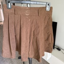 DAZY Women's Solid Color Pleated Corduroy Mini Skirt