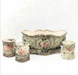 Vintage Pottery Vase & Candle Holder