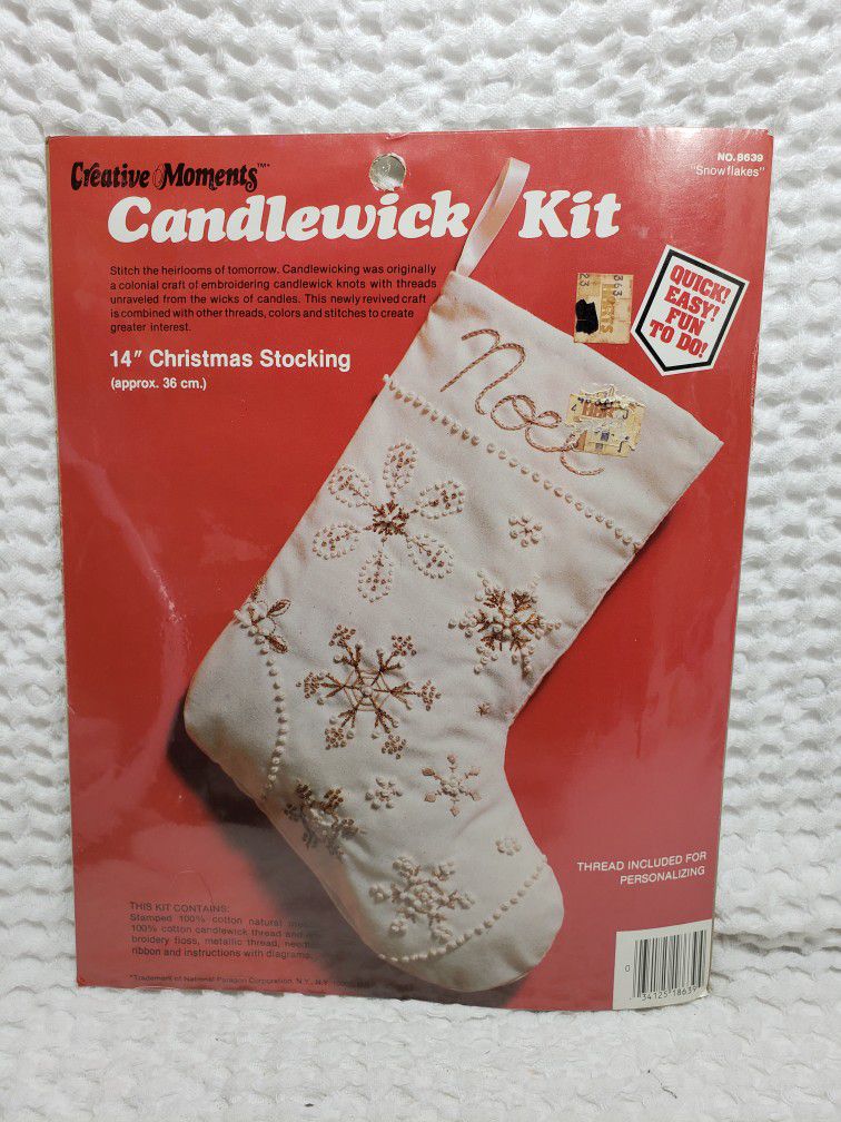 New Creative moments Candlewick christmas stocking  #8639 14" long.  Smoke free home. 