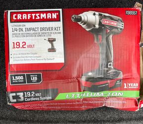 Craftsman C3 19.2-volt cordless impact driver kit features a 1/4-inch hex coupler