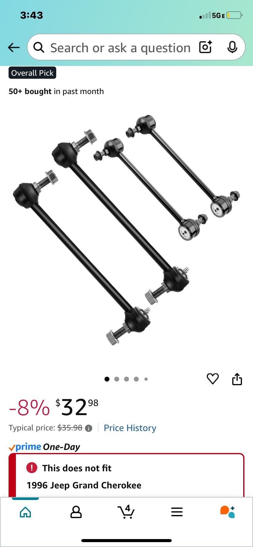 New Scitoo Auto sealed..4 piece Suspension Kit Include: (2) K90344 Front Sway Bar End Link; (2) K90345 Rear Sway Bar End Link Fits: 2002-2