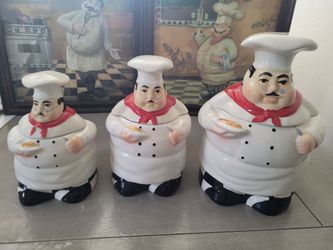 Set of 3 chef's kitchen canisters